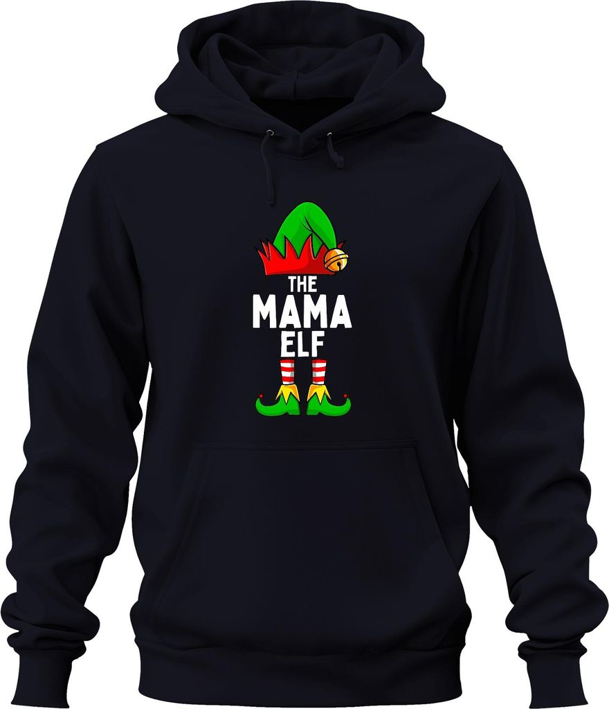 The Mama Elf Weihnachtsgeschenk für Mama lustig Elfe Familie Uni Hoodie Kapuzenpullover, Navy, L