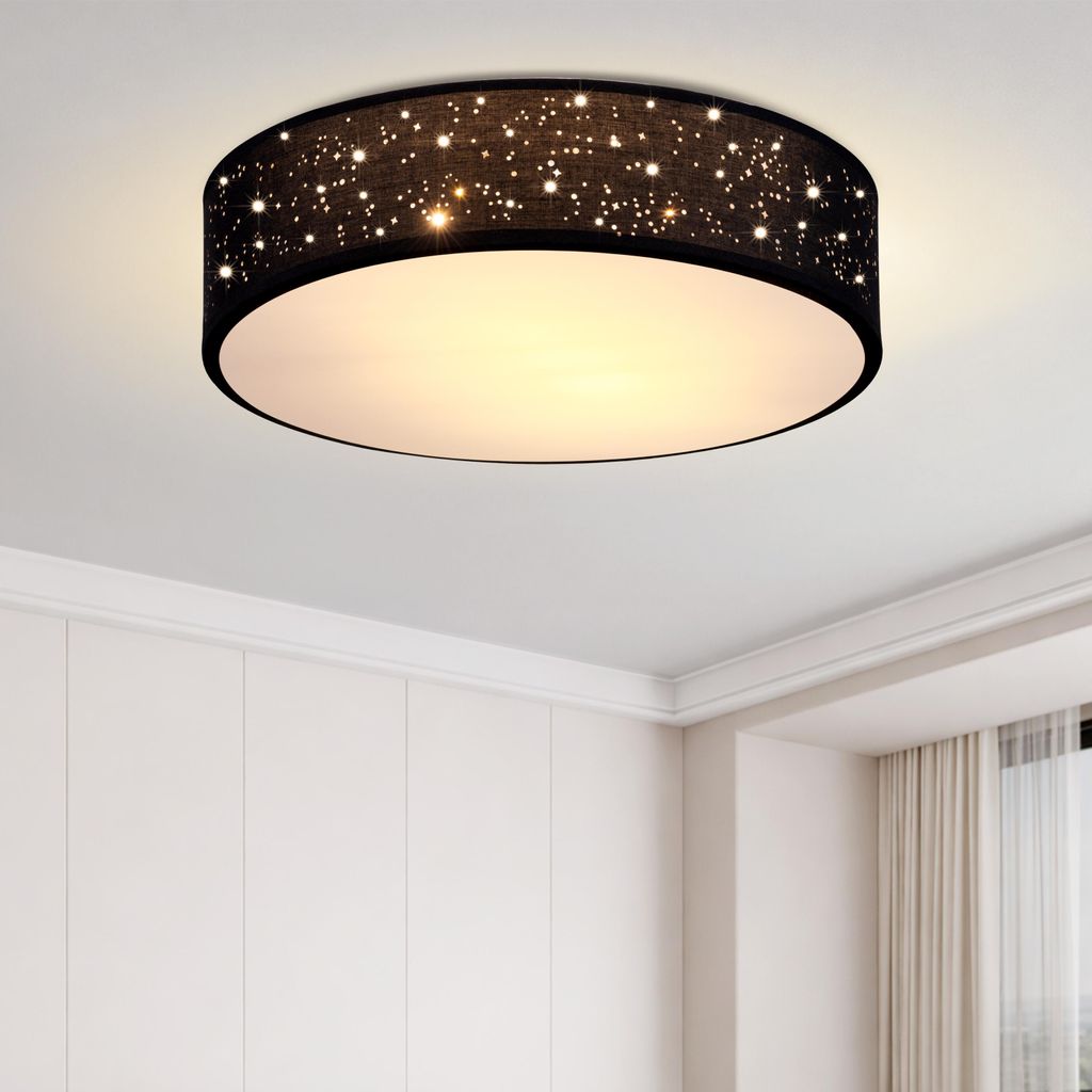 MONZANA® Plafonnier Ciel étoilé Rond Ø 38cm Abat-jour Tissu Image du produit 