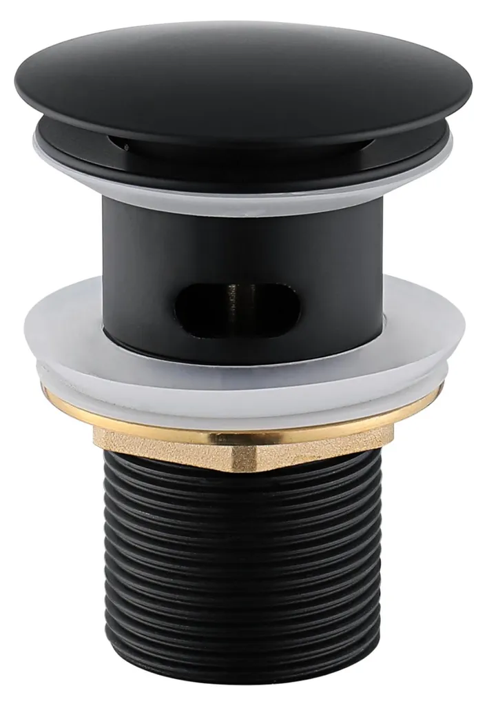 Système d'évacuation pour lavabo noir mat G1 1/4 avec bouchon ressort