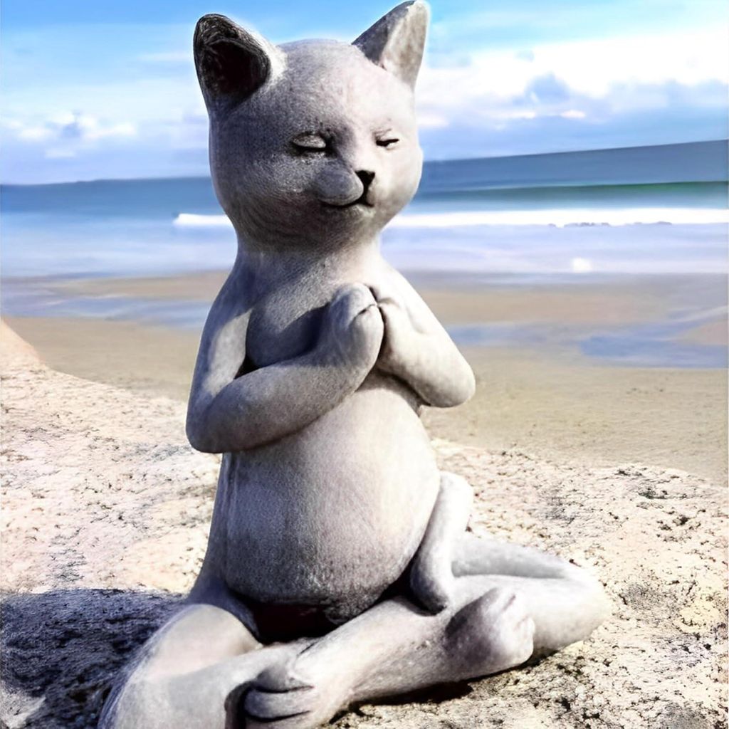 Meditationskatzen Skulptur - Gartendekoration - Yoga Stil