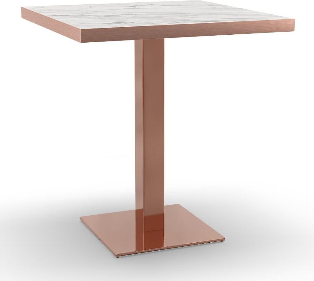 Bistrotisch 60x60 cm – Marmor Weiß & Roségold | Premium-Gastronomietisch für Café, Restaurant & Hotel