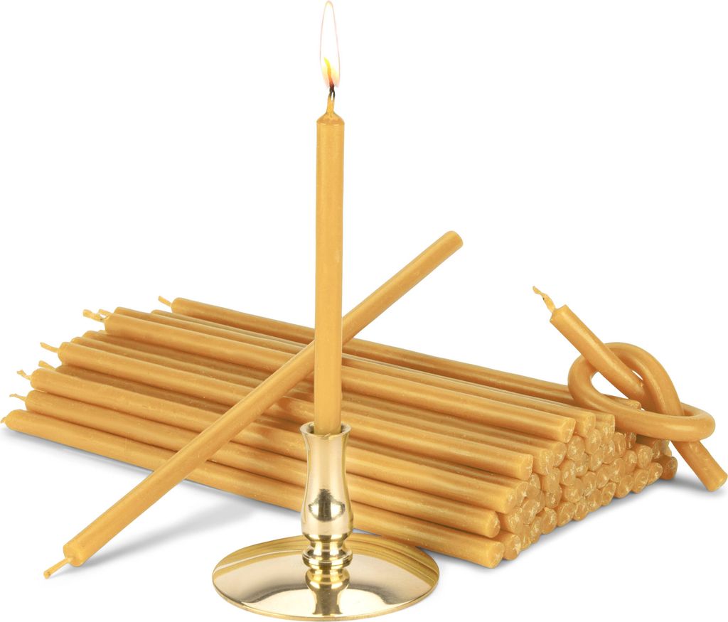Kerzenhalter mit 100% Bienenwachskerzen L 15cm Tropffrei 40088