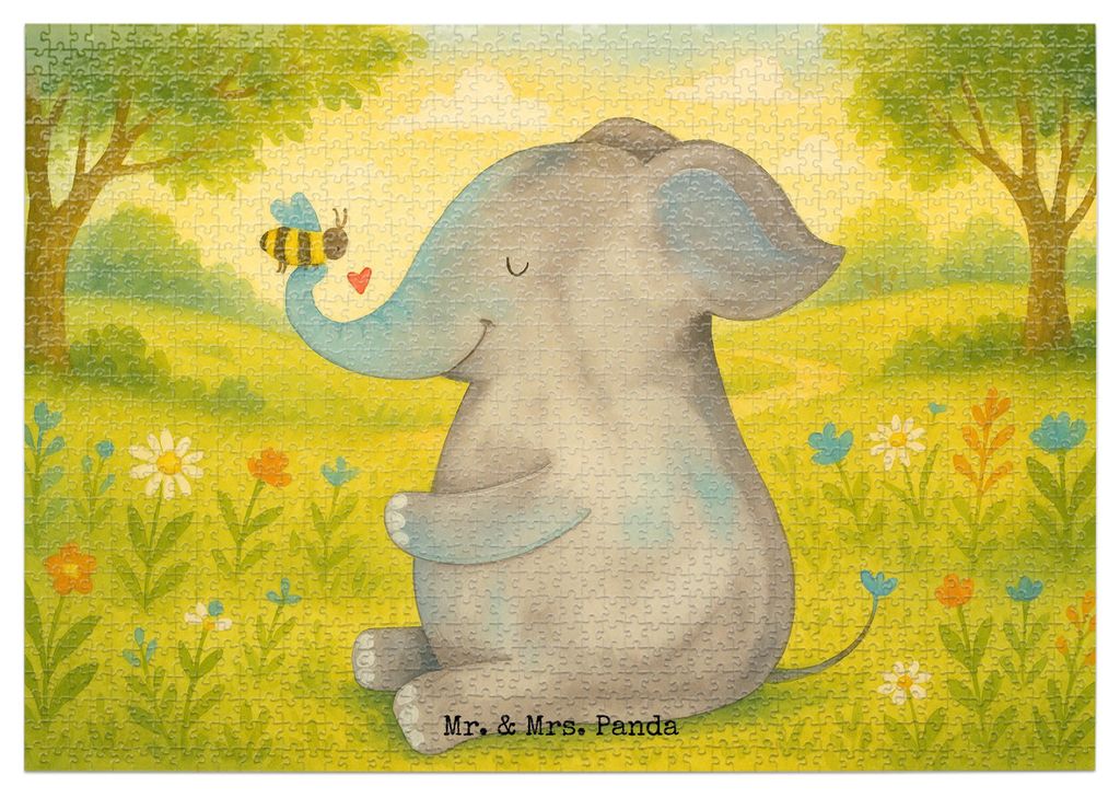 Mr. & Mrs. Panda Puzzle Elefant Biene Design 1500 Teile - Weiß - Geschenk, 500, Jahrestag, Liebesspruch, Lustige Sprüche, Liebe, Legespiel, 2000,...