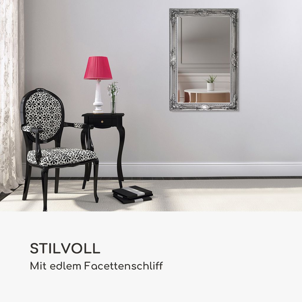 Manchester Wandspiegel Massivholzrahmen rechteckig 90 x 60 Produktbild 3