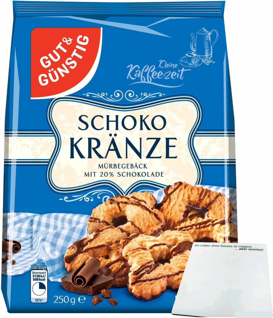 Gut & Günstig Schokokränze Mürbegebäck mit 20 % Schokolade Produktbild 