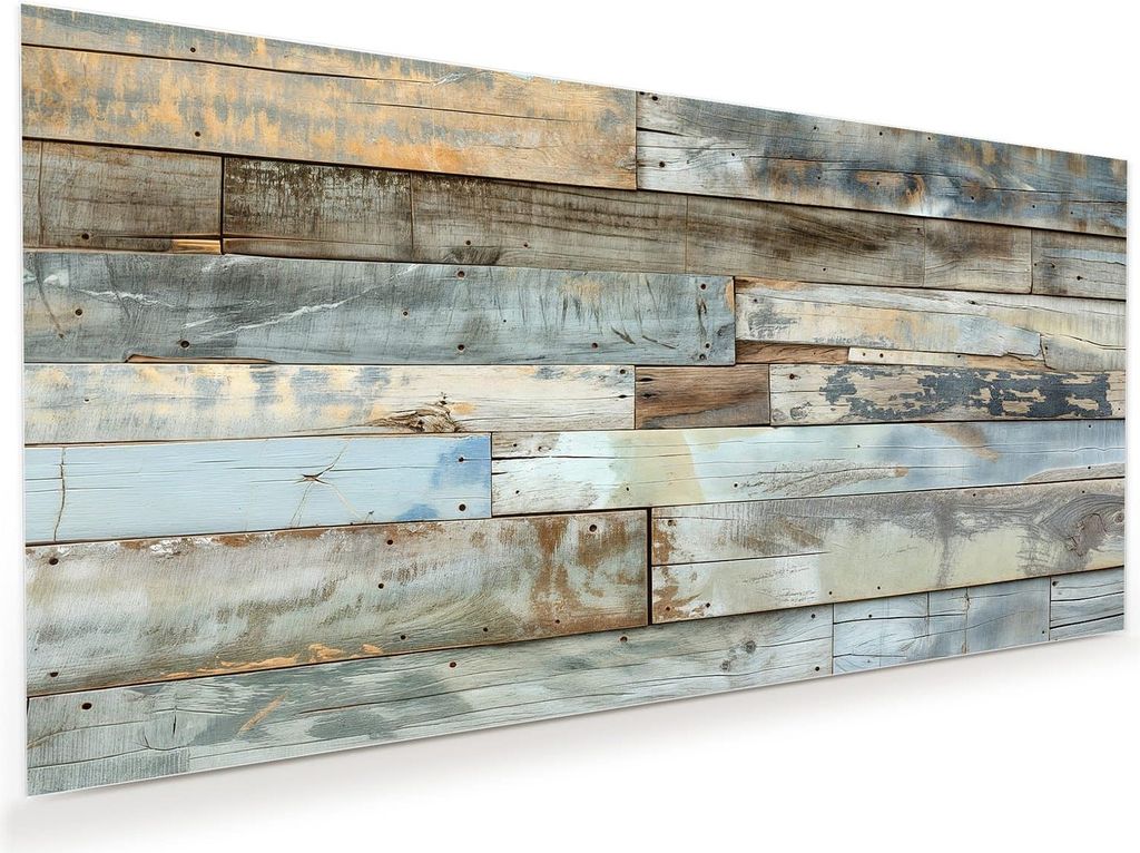 Glasbild 110x55cm in XXL für Wohnzimmer, Schlafzimmer Motiv Alte Holzplanken