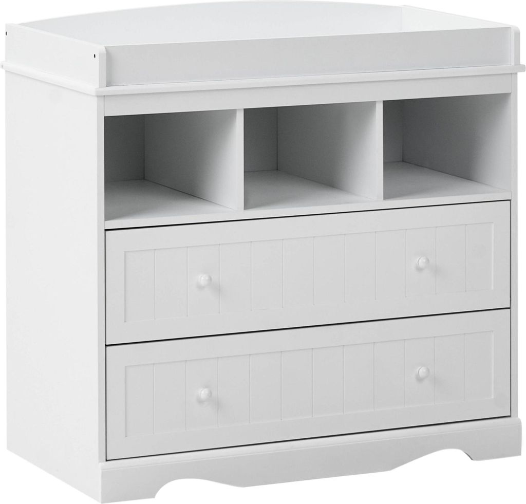 BELIANI Wickeltisch Kommode Weiß MDF und Faserplatte Schmal 50x90x86 cm 2 Schubladen 3 Regale Landhausstil Modern Wickelkommode für Babyzimmer