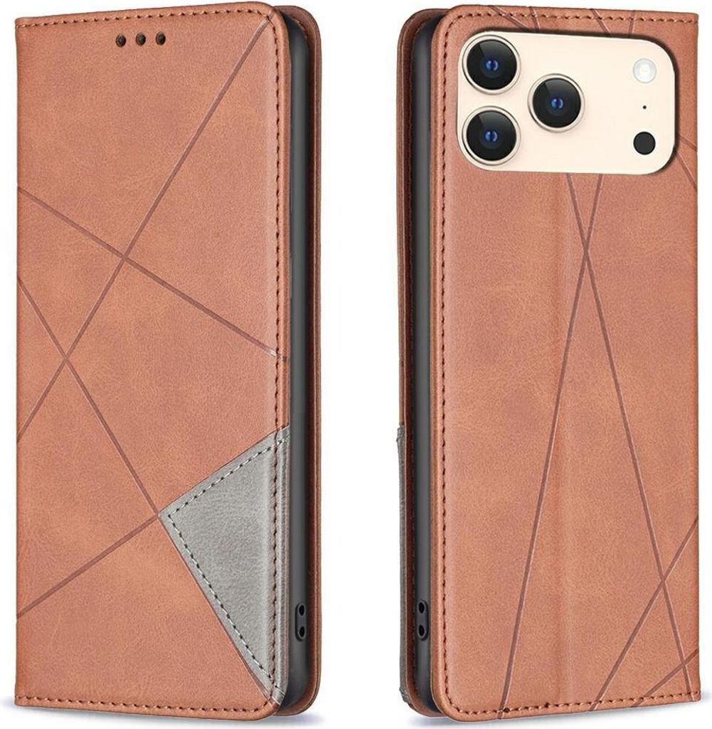 Mobigear Rhombus Slim iPhone 17 Pro Hülle Klapphülle - Braun