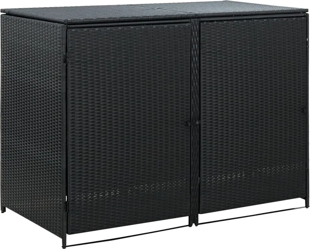 Coffre de rangement poubelles extérieur noir - Abri 2 bacs 148x80x111cm