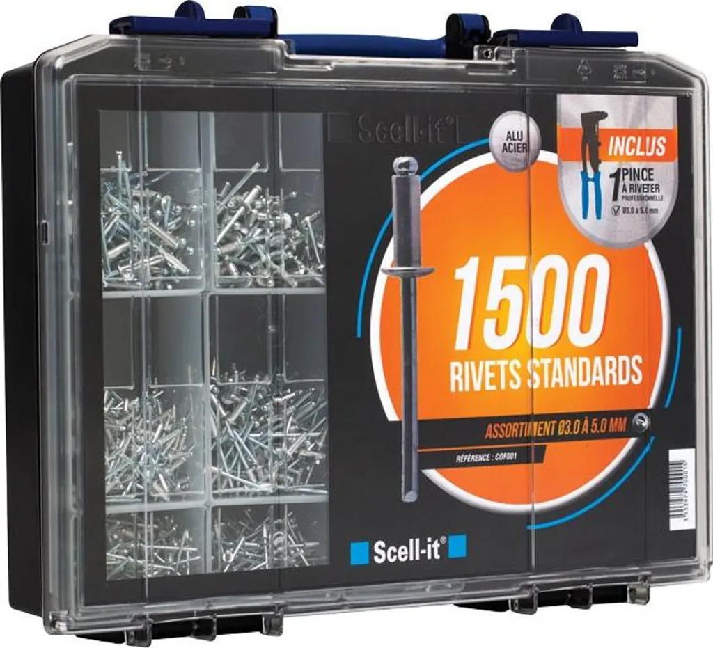 Fixez sans Effort avec le Kit SCELL-IT COF001 Pince et 1500 Rivets Durables