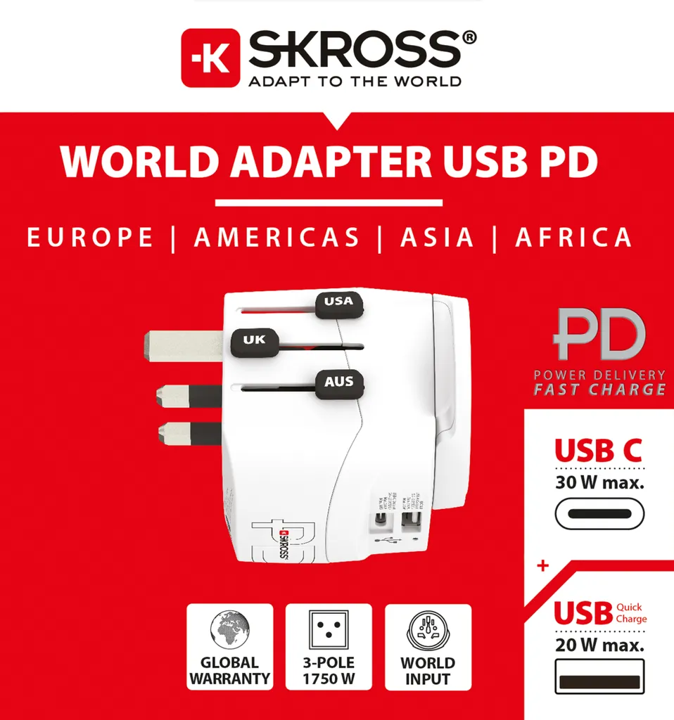 Prise adaptateur secteur universelle PRO Light avec USB-C 30W intégré - 8