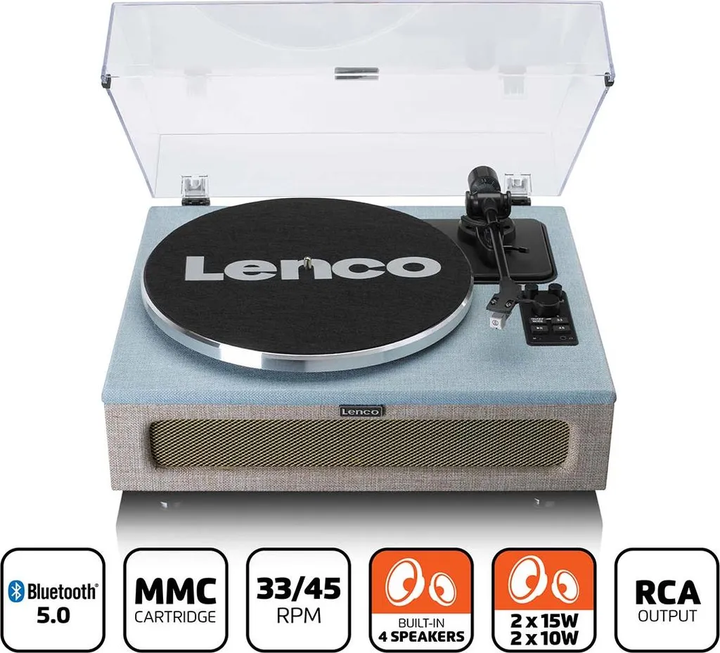 Tourne-disque Bluetooth Lenco LS-440 bois avec enceintes 40W intégrées - 2