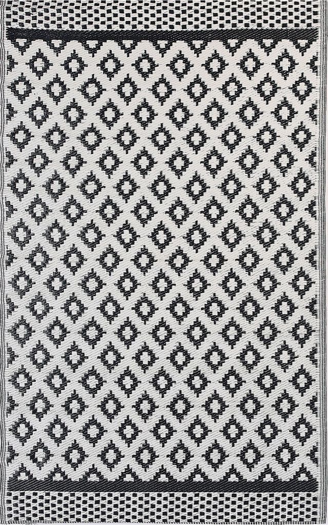 BELIANI Outdoor u. Indoor Teppich Schwarz Polypropylene 120 x 180 cm modernes Muster Rechteckig Kurzflor Gartenaccessoires Terrasse Balkon Wohnzimmer