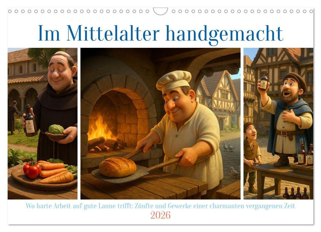 Im Mittelalter handgemacht (Wandkalender 2026 DIN A3 quer), CALVENDO Monatskalender