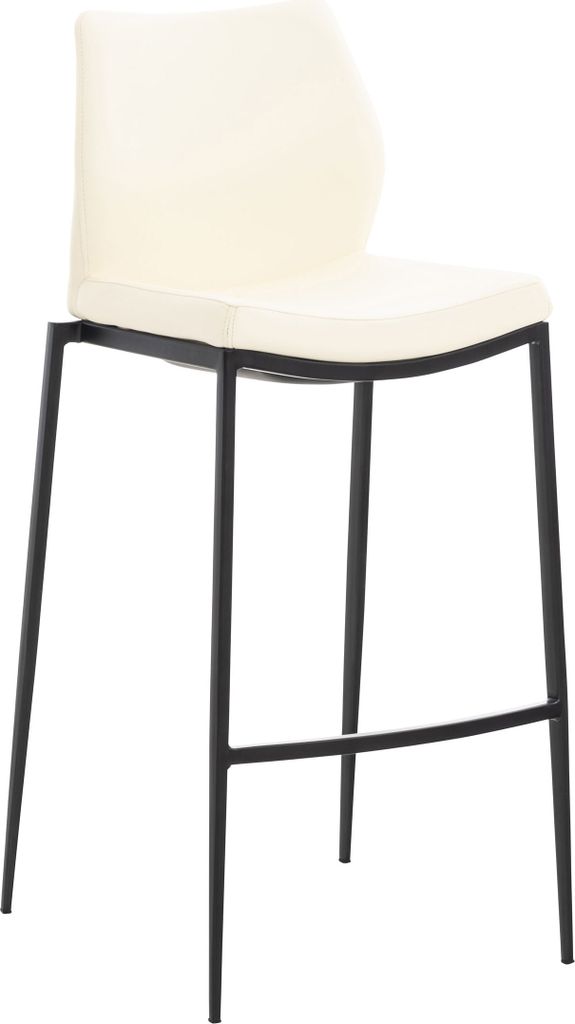 TPFLiving Barhocker Matheo Gestell schwarz Kunstleder Creme