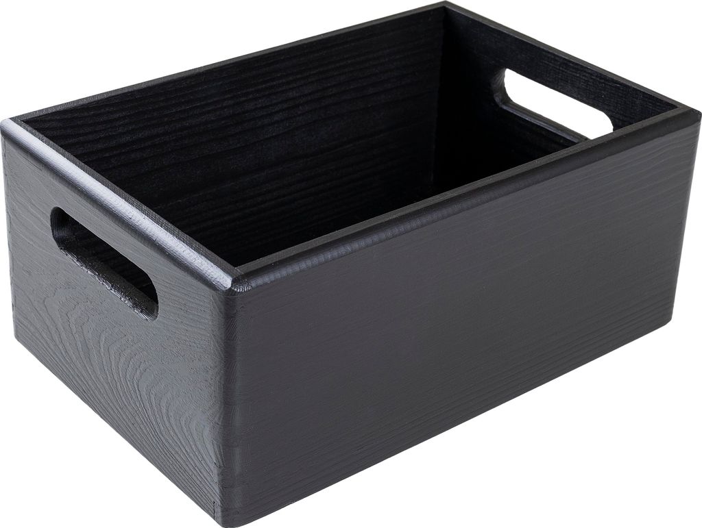 Creative Deco Caisse Bois Rangement Noir 30 x 20 x 13 cm  Image du produit 