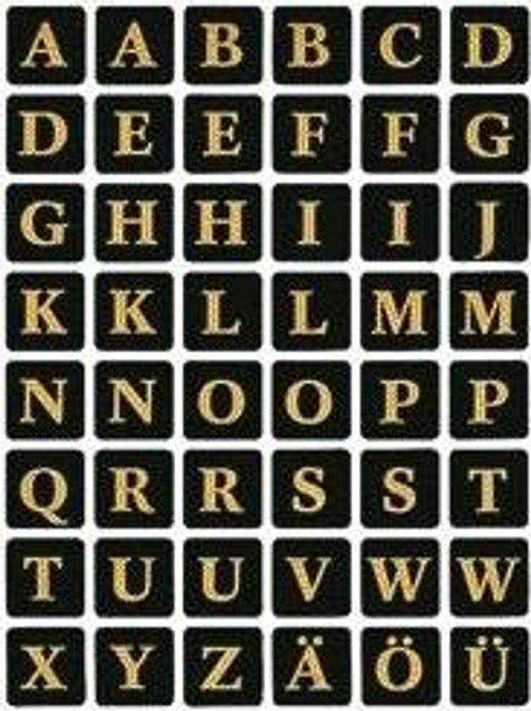 HERMA - Etikett 4130 13x13Mm Buchstaben A-Z schwarz auf gold | 10 Stück
