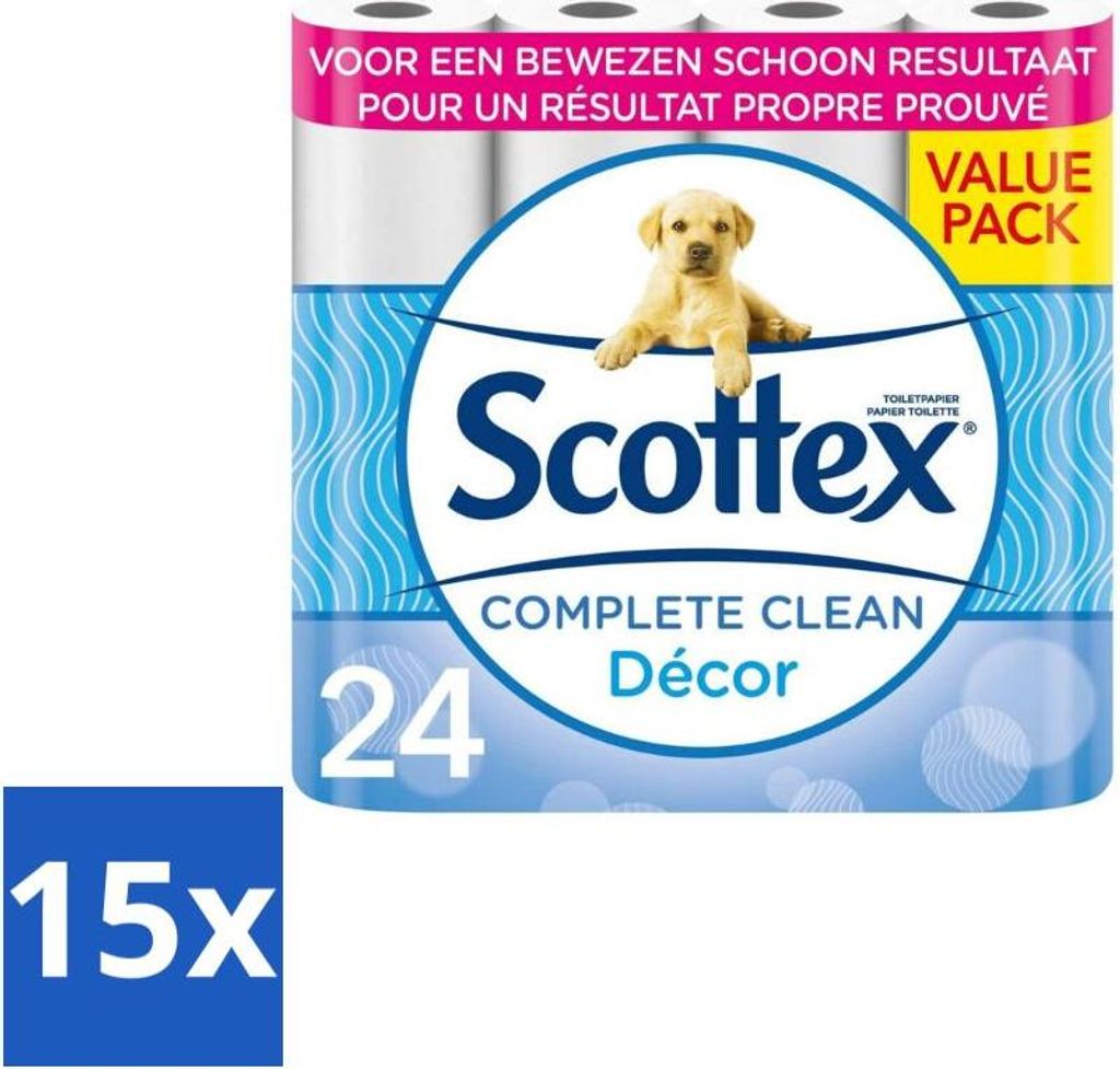 Scottex Toilettenpapier - 2-lagig - 24 Rollen - Vorteilspack - 15 Stücke