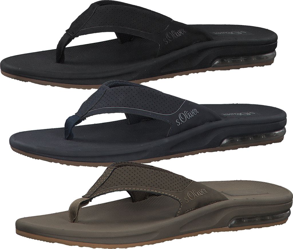 s.Oliver Herren Schuhe Pantoletten Zehentrenner 5-17209-26, Größe:43 EU, Farbe:Grün