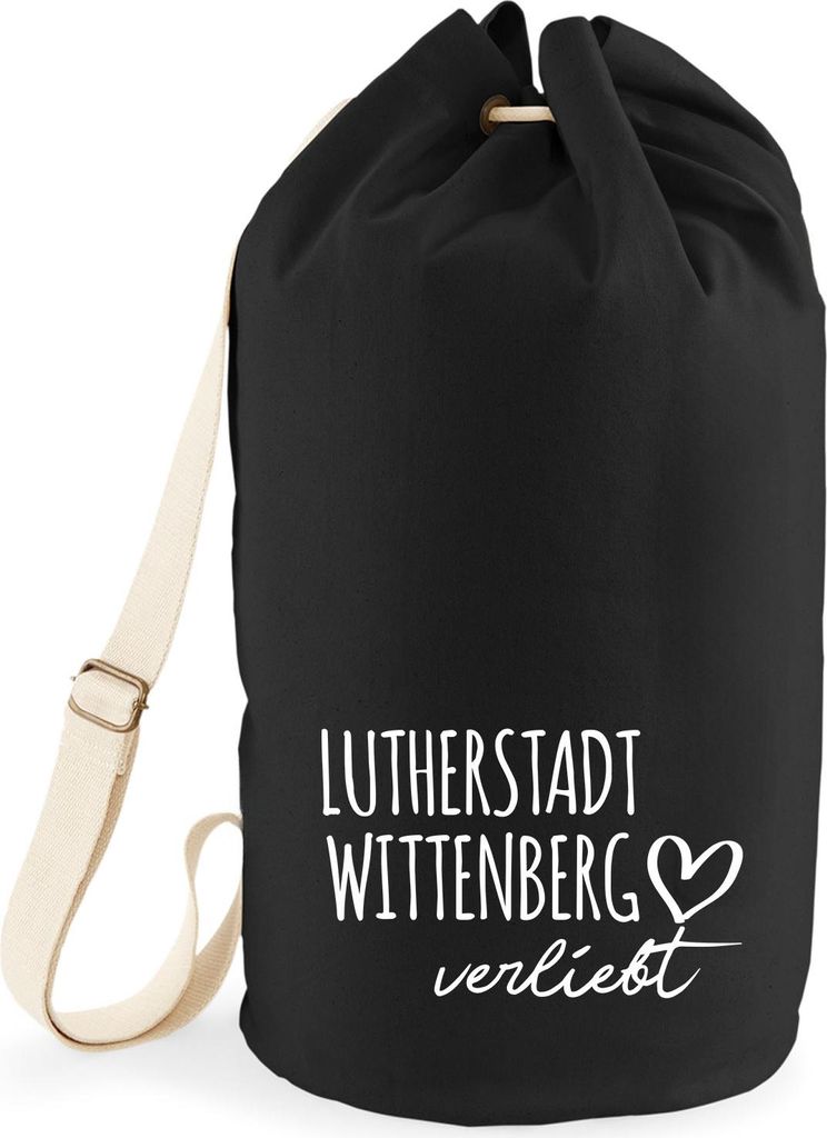 Huuraa Seesack Lutherstadt Wittenberg verliebt 20 Liter Black Baumwolle Rucksack Geschenkidee
