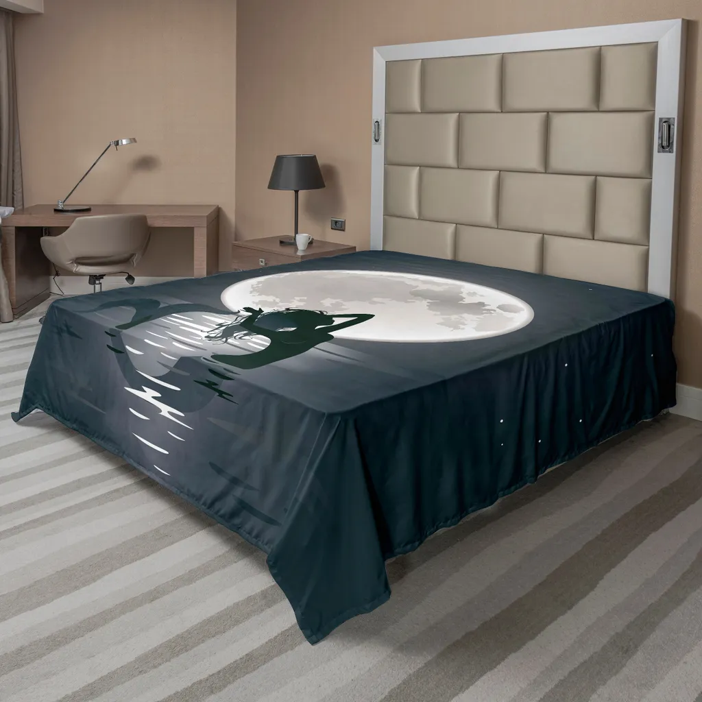Drap de lit supérieur motif sirène nocturne 275x260 cm coloris sombre