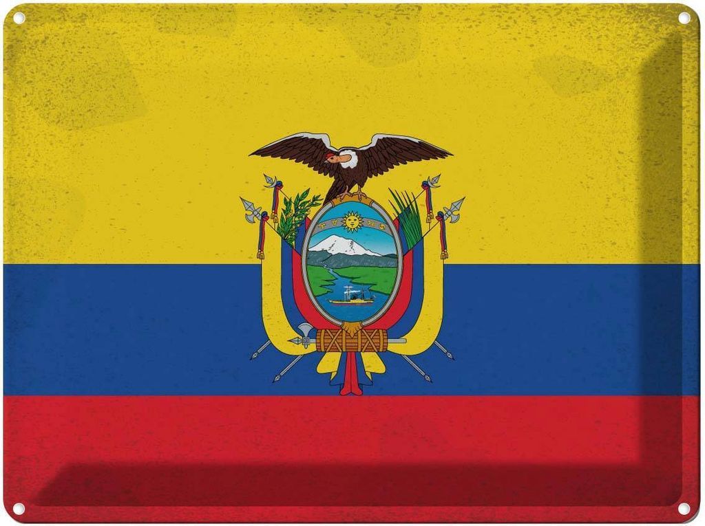 vianmo Blechschild 30x40 cm Ecuador Flagge Fahne Wappen