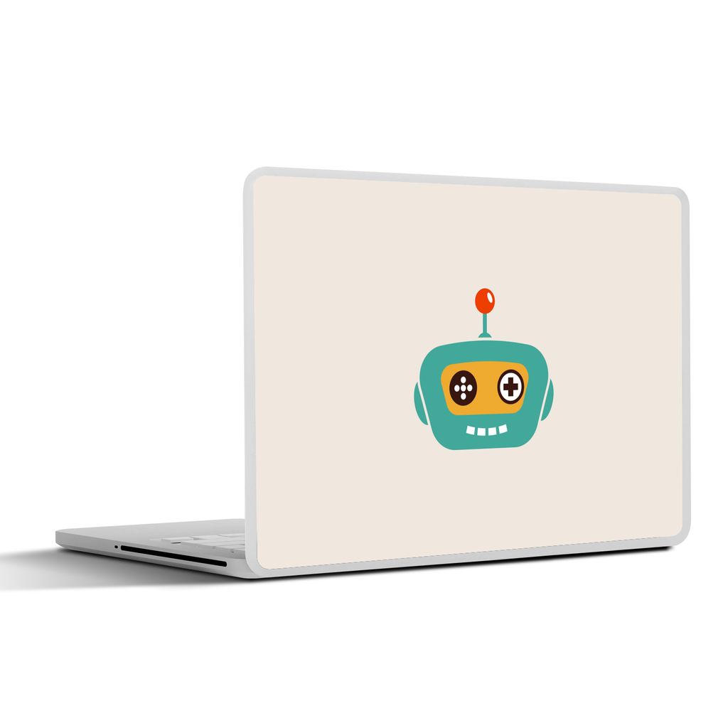MuchoWow Laptop Aufkleber Sticker Cover Roboter - Gesicht - Antenne - Technik - Junge - Kind 30x21 cm - Sticker für Laptop - Selbstklebend