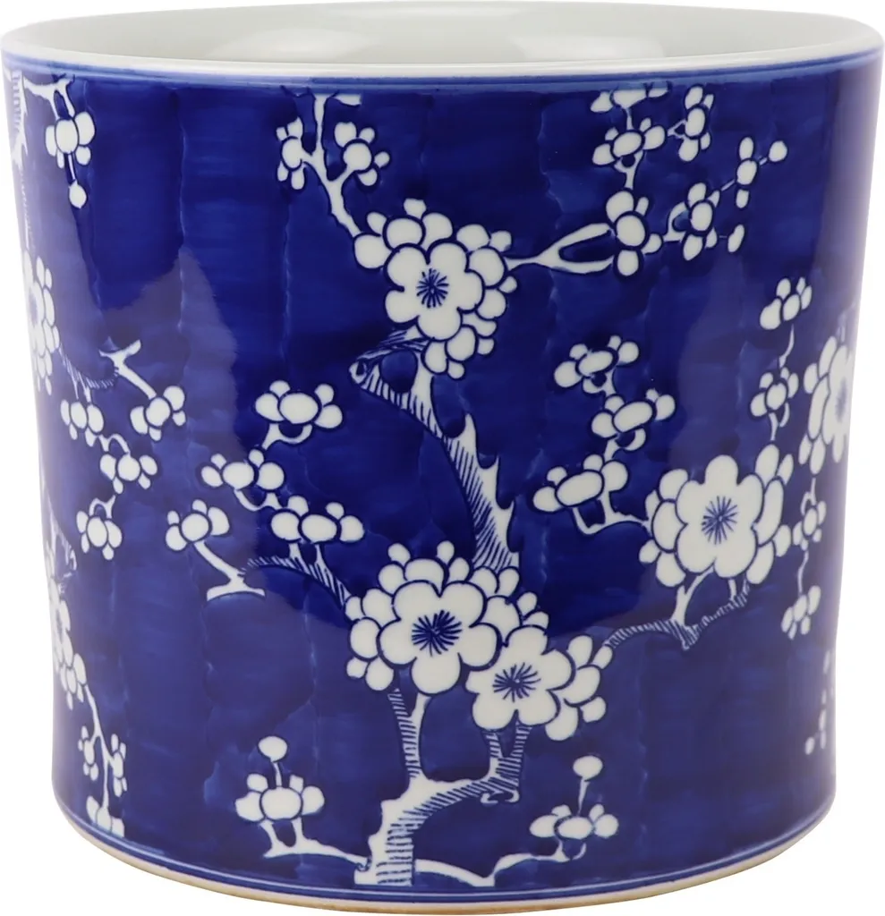 Fine Asianliving Céramique Fleur Bleue Pot Artisanal - D22xH20cm