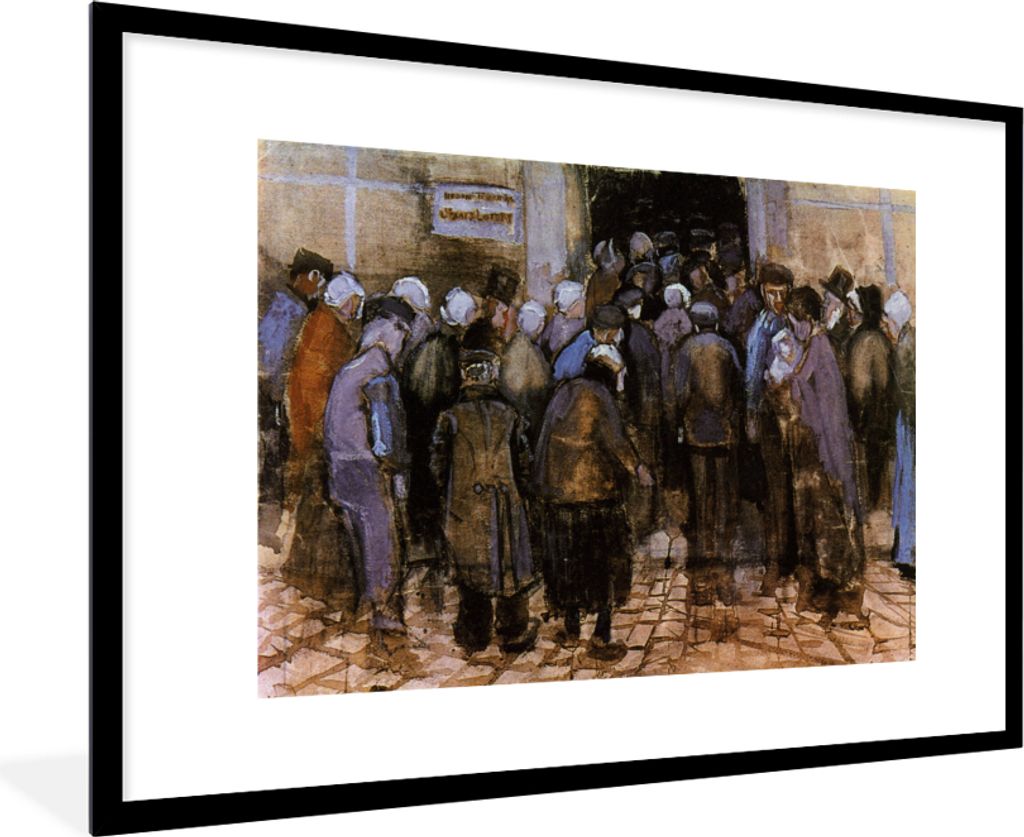 MuchoWow MuchoWow Gerahmtes Poster Die Armen und das Geld - Vincent van Gogh 90x60 cm - Poster mit zchwarzem Bilderrahmen - Wanddekoration - Fotos