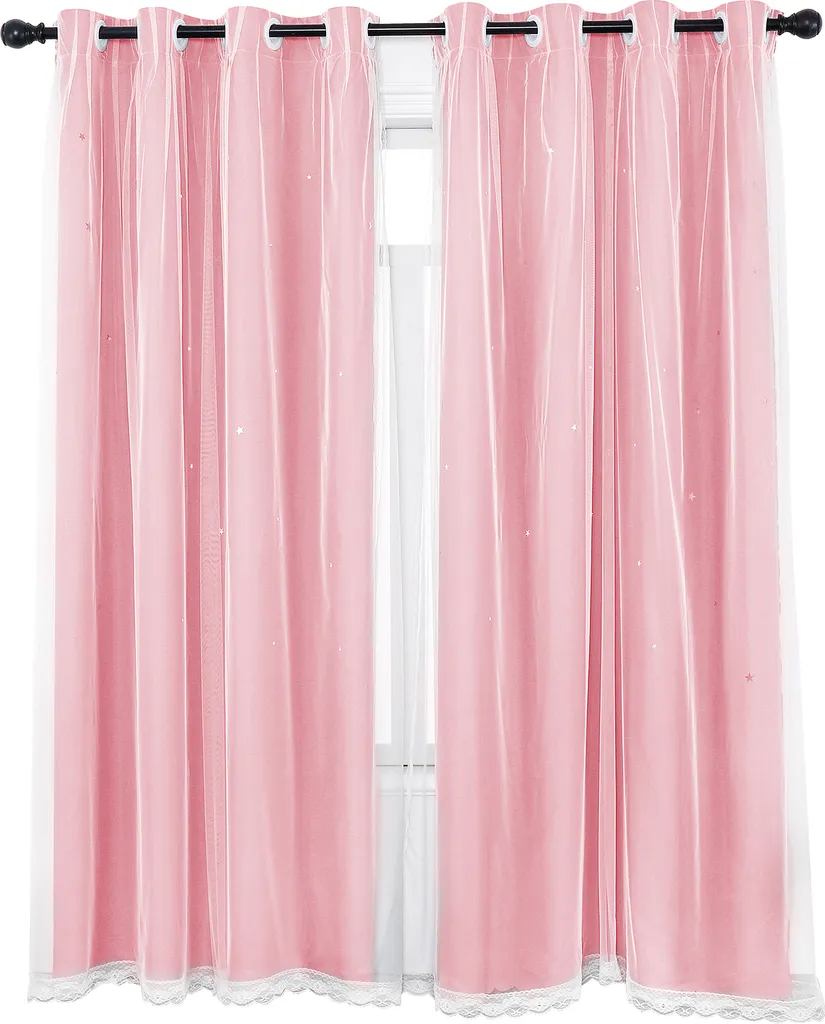Tenda Stella Rosa Lusso 130x243cm | Doppio Velo Voile Opaco