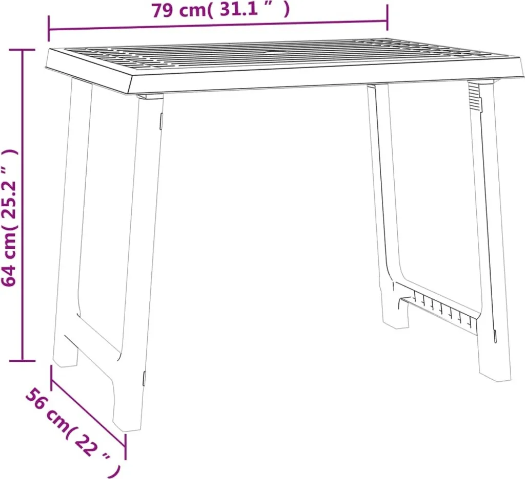Table de pique-nique anthracite en polypropylène pour extérieur 79 cm - 6