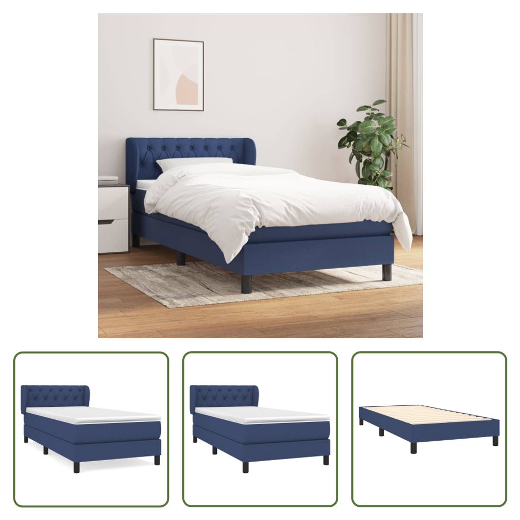 The Living Store Boxspringbett mit Matratze Blau 80x200 cm Stoff
