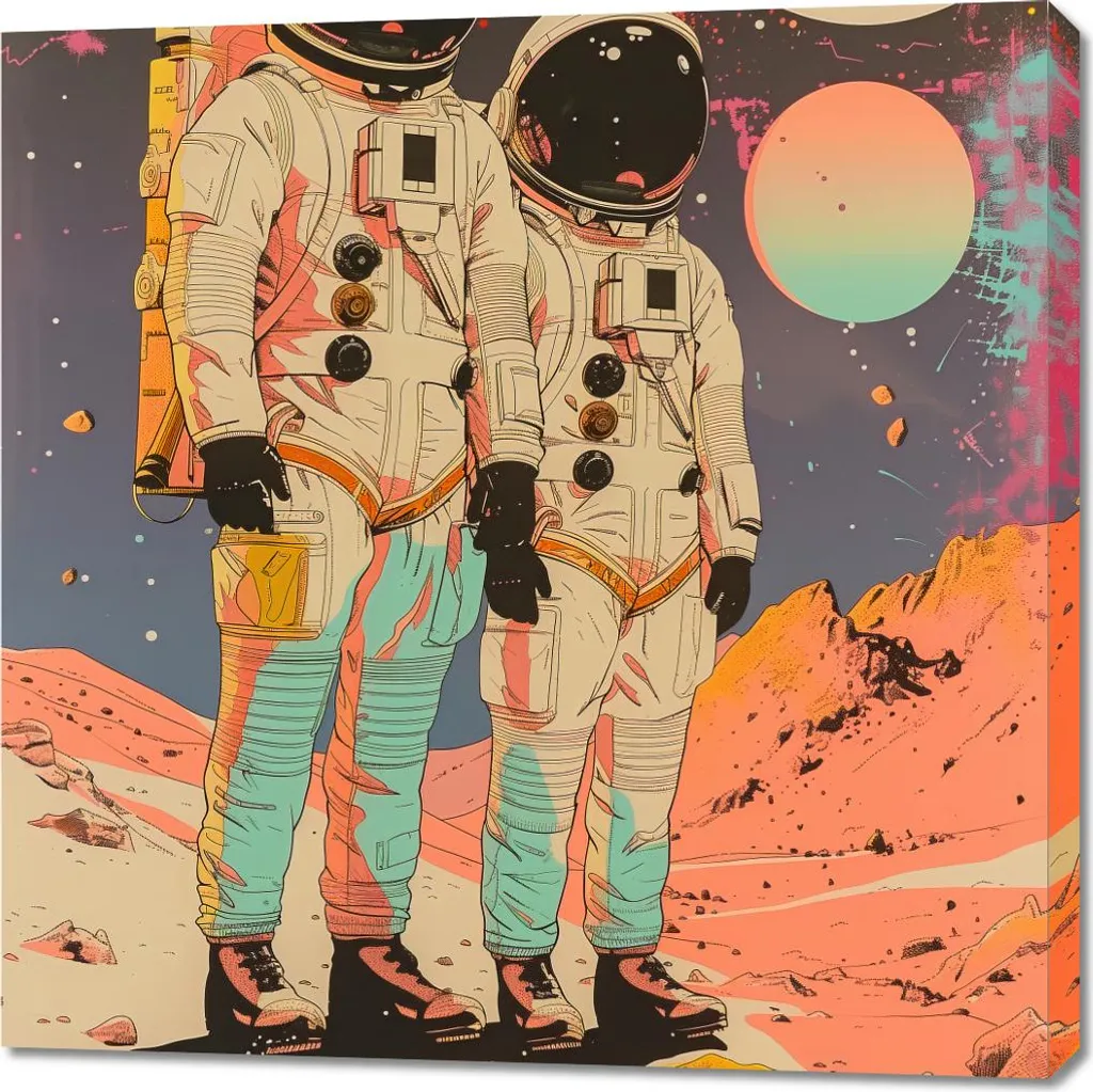Toile Astronautes 90 x 90 cm - Impression Haute Définition Cosmonaute