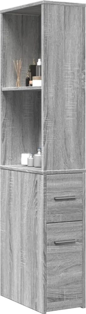 Design Nuovo Mobile Espositivo Mobile Bagno Stretto con Ruote Grigio Sonoma Legno - Cassettiere Möbel2025 CHY7397519 1pacco