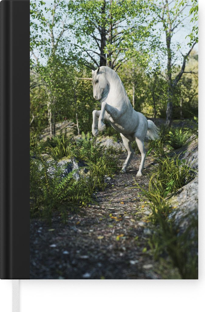 MuchoWow Notizbuch Tagebuch Haushaltsbuch Notebook A5 Einhorn im Wald - Notizblock - Notizheft - Notebook - Schreibblock - Papier