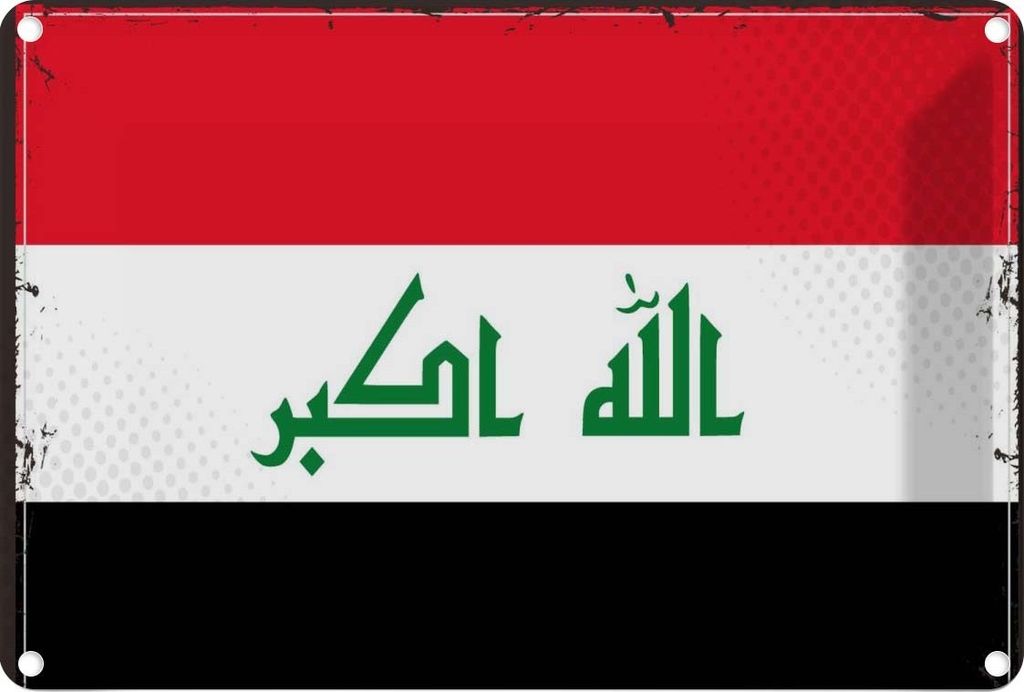 vianmo Blechschild 12x18 cm Irak Iraq Flagge Fahne Wappen Produktbild 