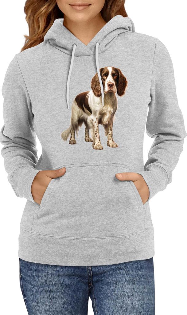 Damen Kapuzenpullover Dogs Breeds English Springer Spaniel Dog Breed 005, Lady S / Grau