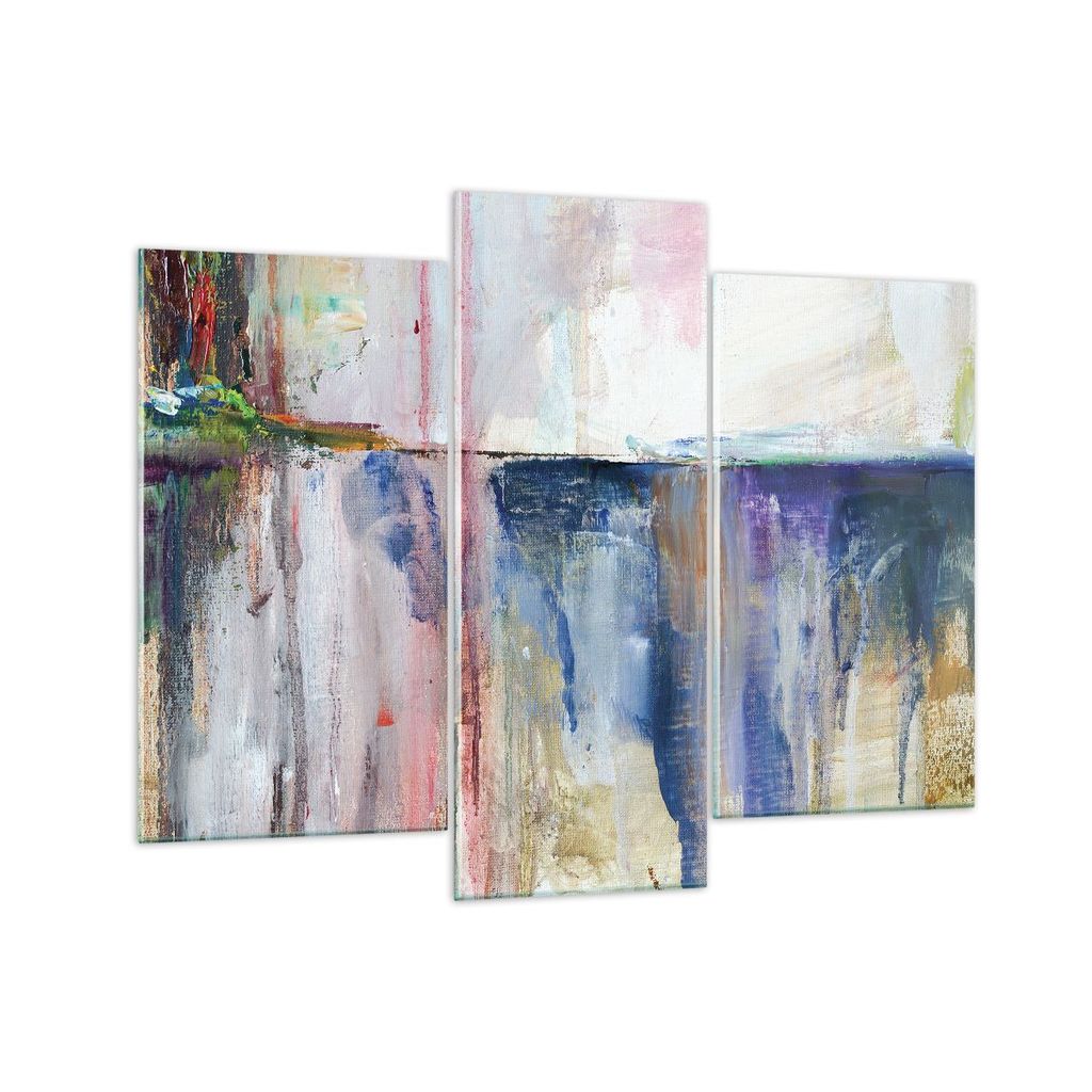 Bilder auf glas - 3 Teile - Abstraktion Farben Öl - 130x100cm - Glasbilder - Wandbilder - Bilder - zum Aufhängen bereit - Wanddekoration aus Glas...