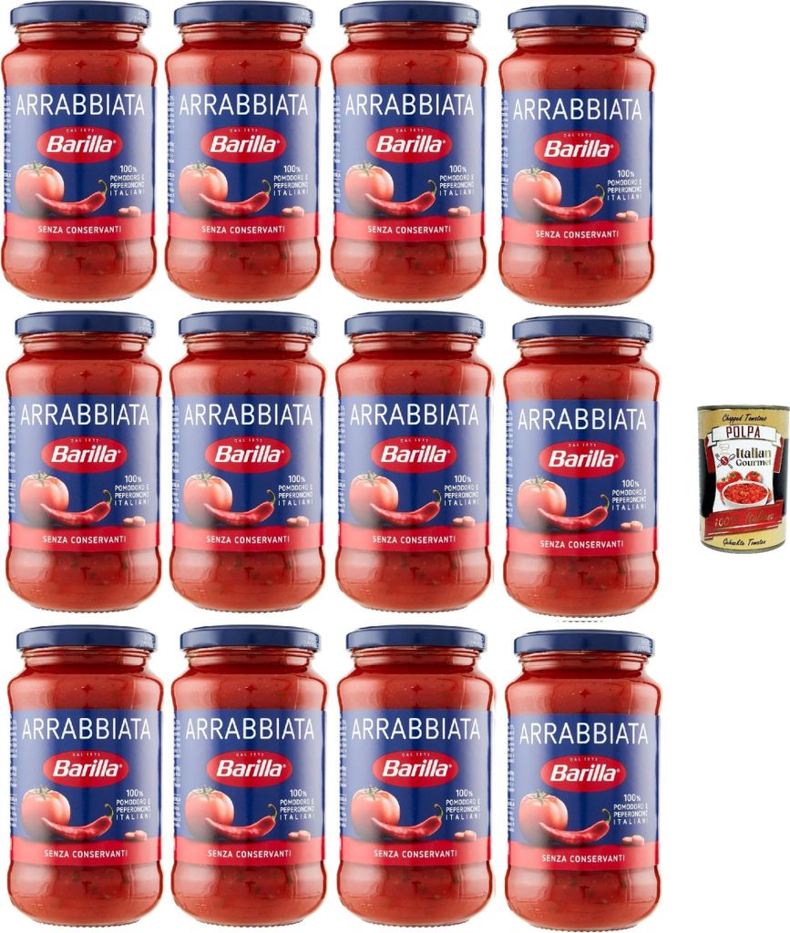 Barilla Arrabbiata Pasta-Sauce – 12 x 400 g (4,8 kg) | Mit italienischen Tomaten & Chili, würzig-stückig, servierfertig – ideal für Spaghett...