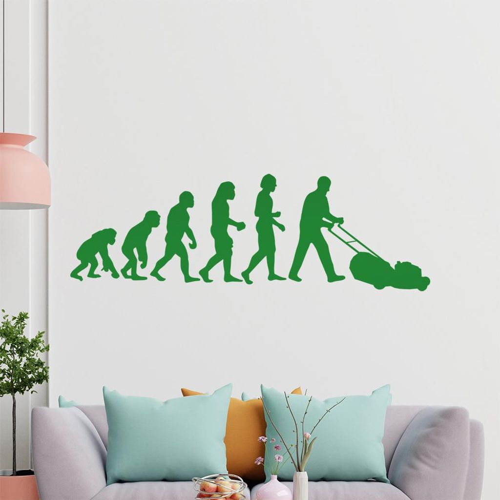 KIWISTAR Evolution - Rasenmäher Hexler Gras Roboter Wandtattoo in 6 Größen - Wandaufkleber Wall Sticker - Dekoration, Küche, Wohnzimmer, Schlaf...