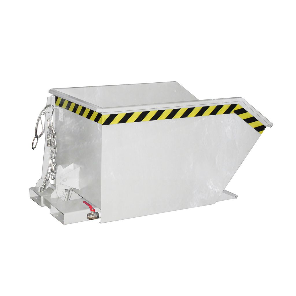 Späne-Mulden-Selbstkippbehälter, automatischer Aufrichter, Traglast 1000 kg, LxBxH 1440x780x680 mm, Vol. 0,50 cbm, feuerverzinkt