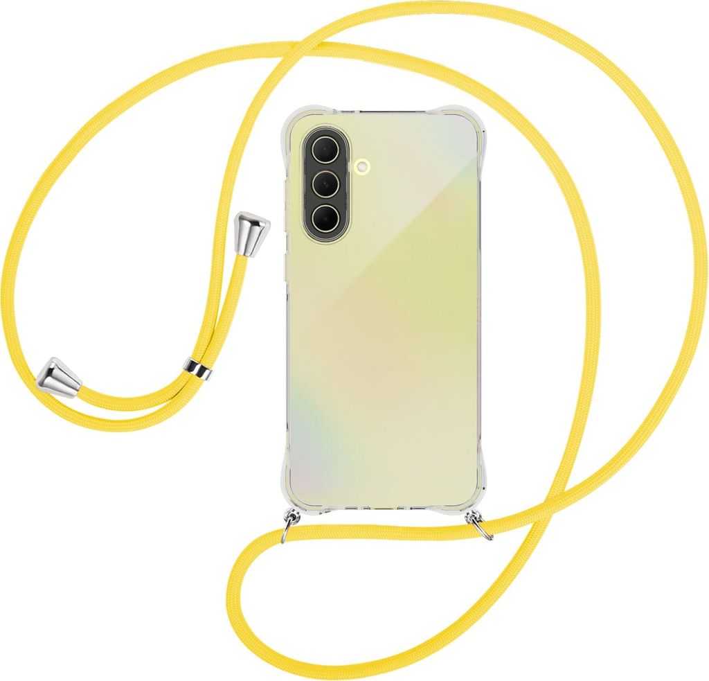 Handykette Backcover-Schutzhülle mit Band (Metall silberfarben) für Samsung A36 5G - gelb