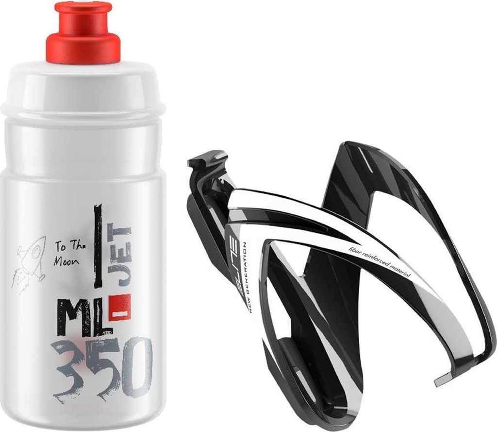 Elite Cycling CEO Bottle Cage + Jet Bottle Kit Black Glossy/Clear Red 350 ml Fahrradflasche