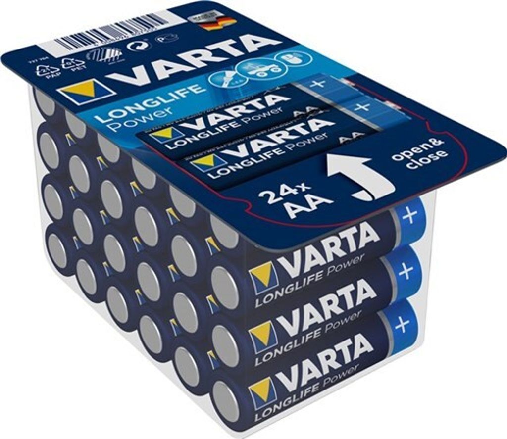 12X Varta 40884 Longlife Power LR6/AA (Mignon) (4906), 24 Stk. Box - Alkali-Mangan Batterie (Alkaline), 1,5 V