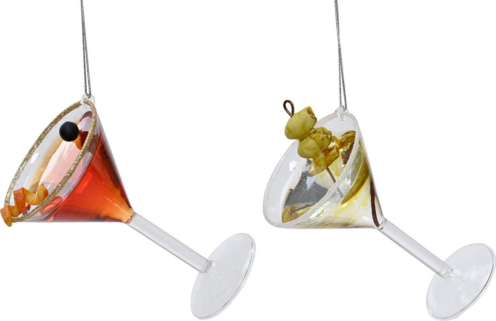 Christbaumschmuck Glas 11cm Cocktail Figur 1 Stück sort. Orange / Grün