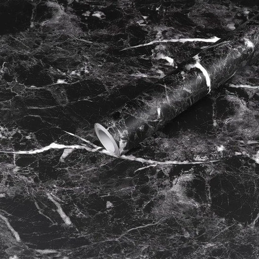 Film décoratif autocollant noir 40x500 cm, adhésif PVC imperméable
