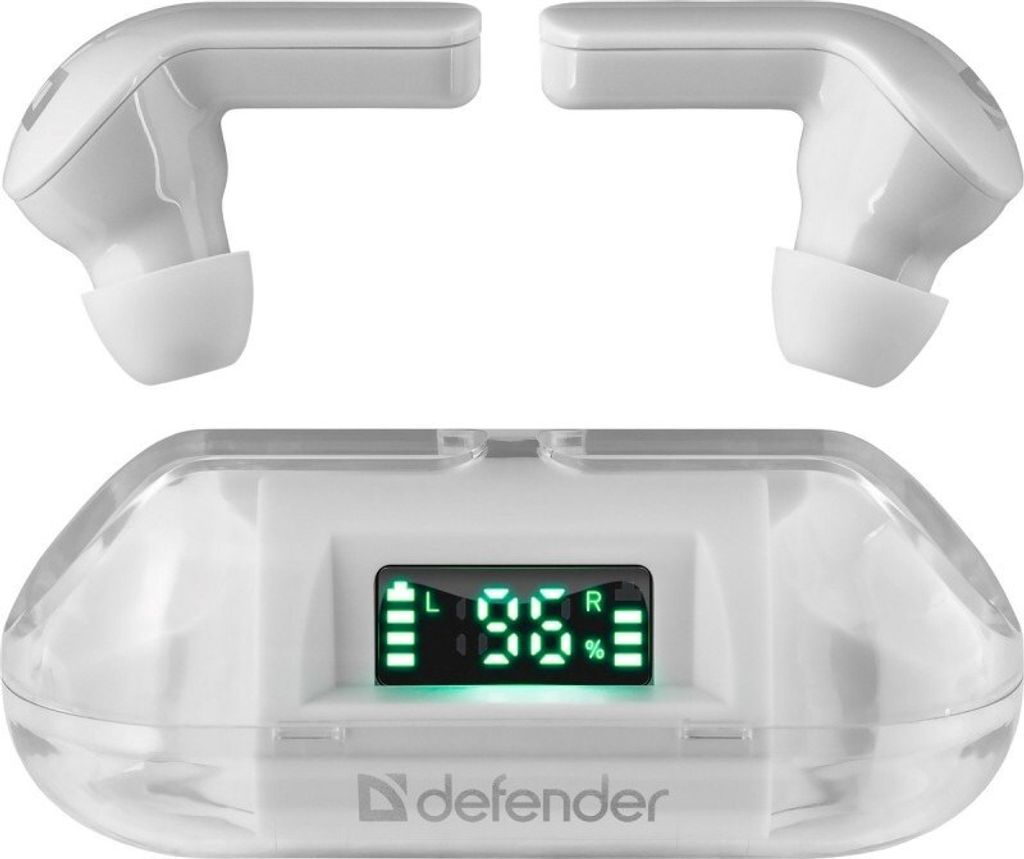 Defender Twins 916, Kopfhörer mit Mikrofon, Lautstärkeregler, weiß, In-Ear, BT 5.0, TWS, Etui mit Ladegerät bluetooth type