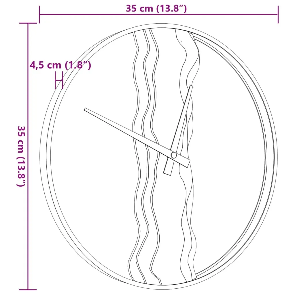 vidaXL Horloge murale brune Ø35 cm en fer et bois de chêne massif - 7