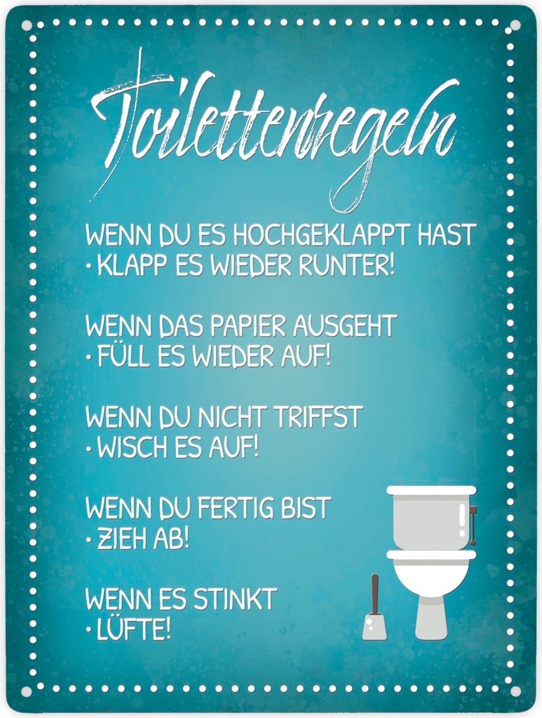 Toilettenregeln Metallschild XXL Schild Blechschild Produktbild 