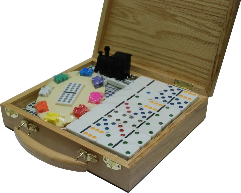 Domino Mexican Train Double 12 Coffret Bois : Fini les Dominos Perdus en Vrac